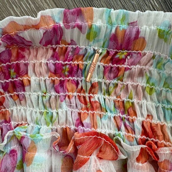 MISA Los Angeles Floral Tiered Maxi Skirt S Boho Smocked Waist Flowy Resort Vaca - Picture 10 of 11